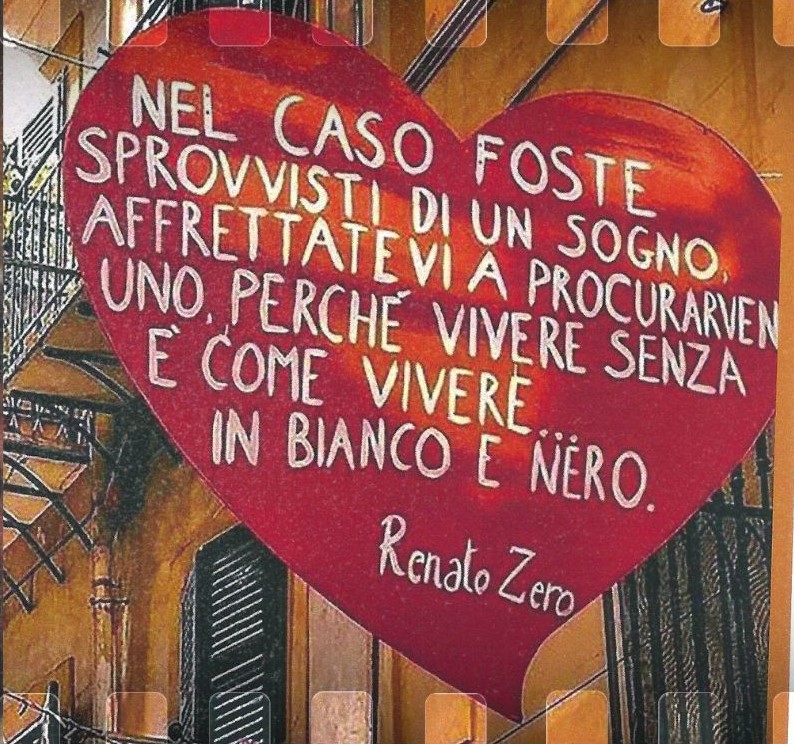 giulio spadoni - nella foto una frase di renato zero, all'interno di un grosso cuore
