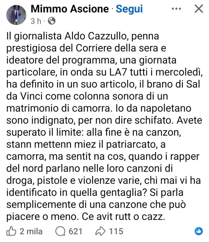 Per sempre si Sal da Vinci polemiche