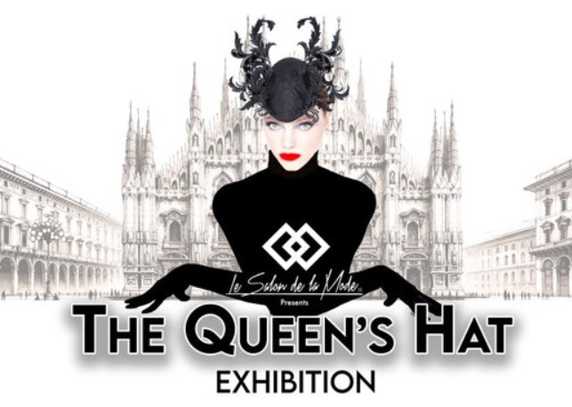 The queen's hat exibition - zetatielle magazine The Queen's hat - la locandina con disegnato in nero una donna con uno strano cappello