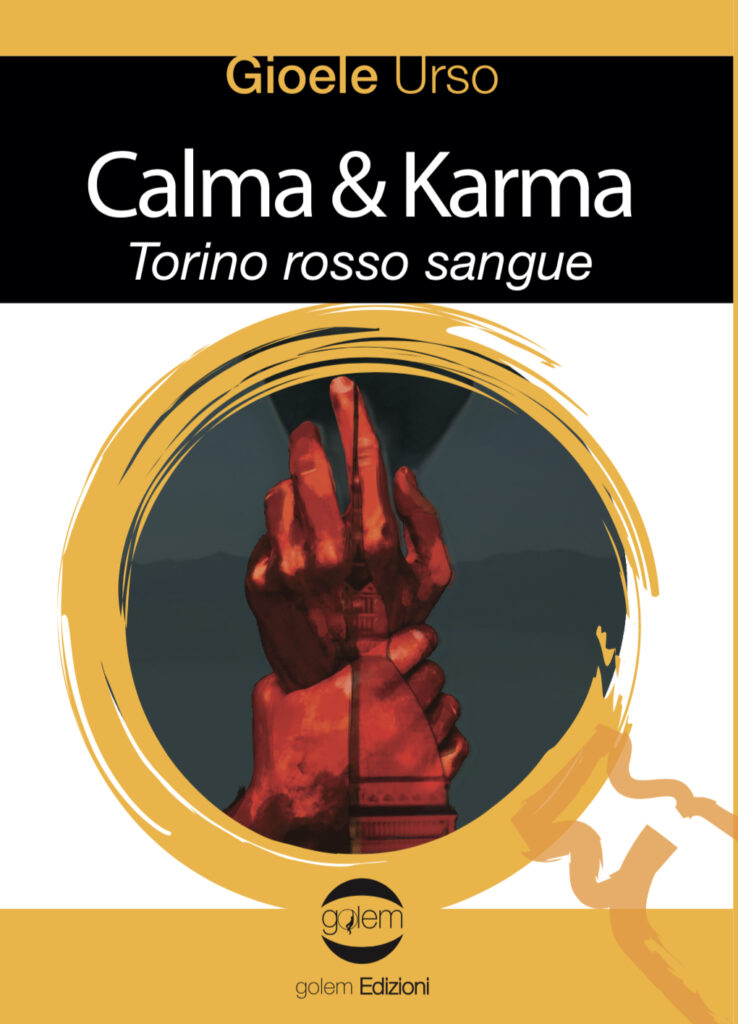 giole Urso - la copertina del libro cin un cerchio giallo al centro e dentro il cerchio, su sfondo  nero, una mano con le dita puntate verso l alto e l'altra mano che stringe il polso