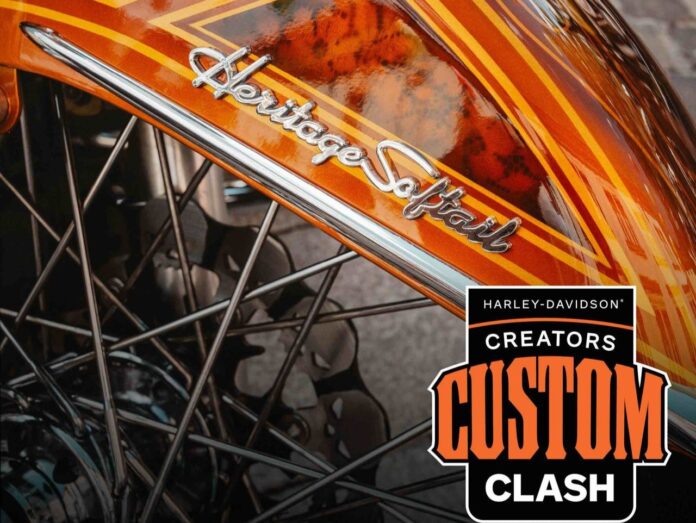 Harley-Davidson annuncia il Creators Custom Clash - Zetatielle Magazine creators custom clash - in primo piano il parafango di colore arancione, di una H-D heritage