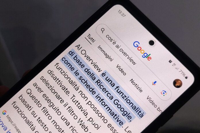 Meta AI Overview - nella fotola schermata di uno smartphone aperto su una pagina web