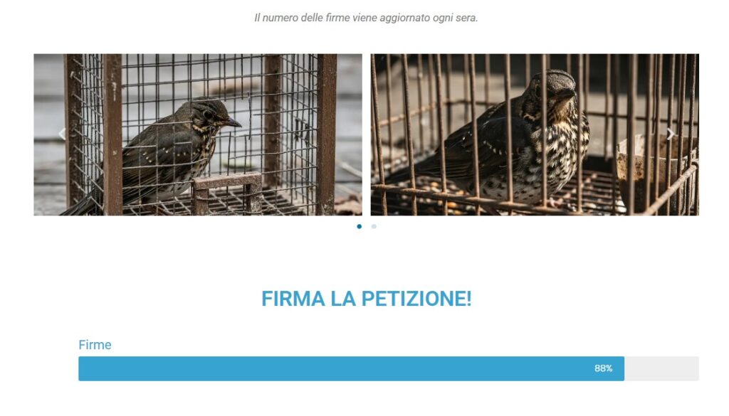 Nuovo DDL sulla caccia - nella foto due uccelli in gabbia