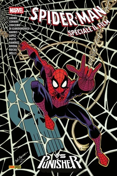 Spider-Man: Brand New Day - nella foto il fumetto dell'uomo ragno che indossa una tuta rossa con righe nere fatte a ragnatela, anche il volto è coperto da un passamontagna rosso a righe nere con la forma degli occhi nera e bianca allungata - intorno a lui una enorme ragnatela