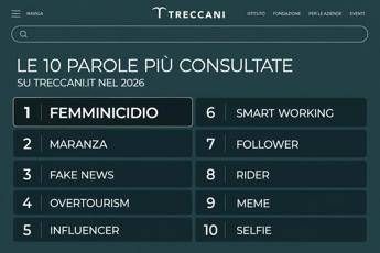 ‘Femminicidio’ è la parola più cercata su Treccani nel 2026
