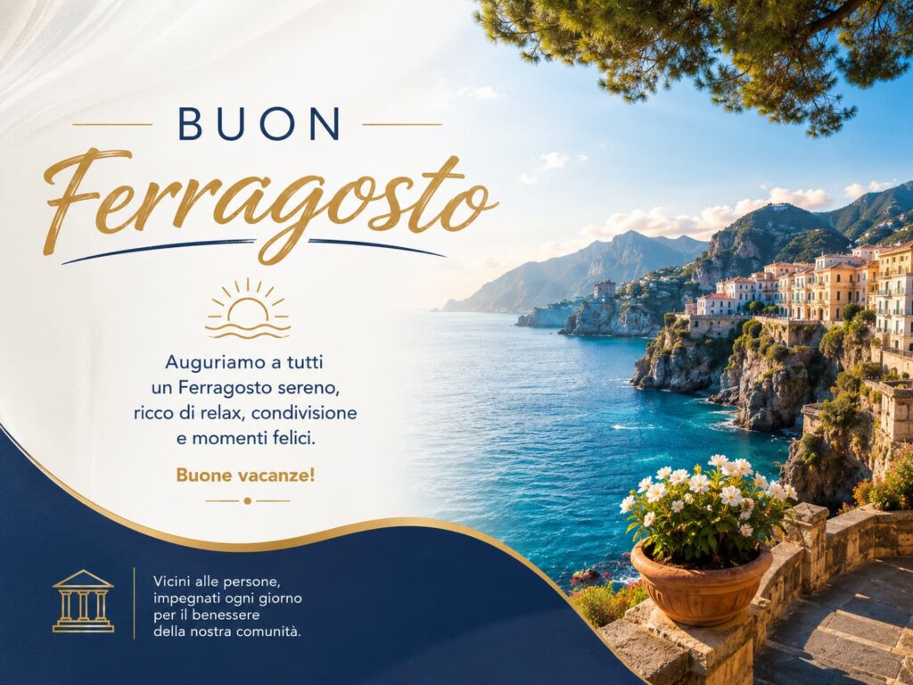un paesaggio di mare con auguri scritti