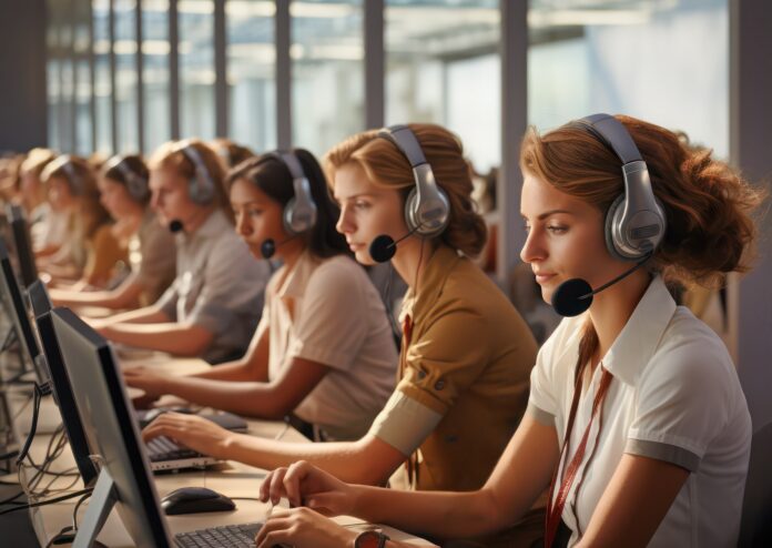 TIM sotto accusa per call center abusivi colossale multa del Garante Privacy - zetatielle magazine - franz26-ai-generated-8106567 (1) TIM chiamate indesiderate - nella foto delle ragazze con cuffie con microfono sono sedute in fila davanti a dei monitor